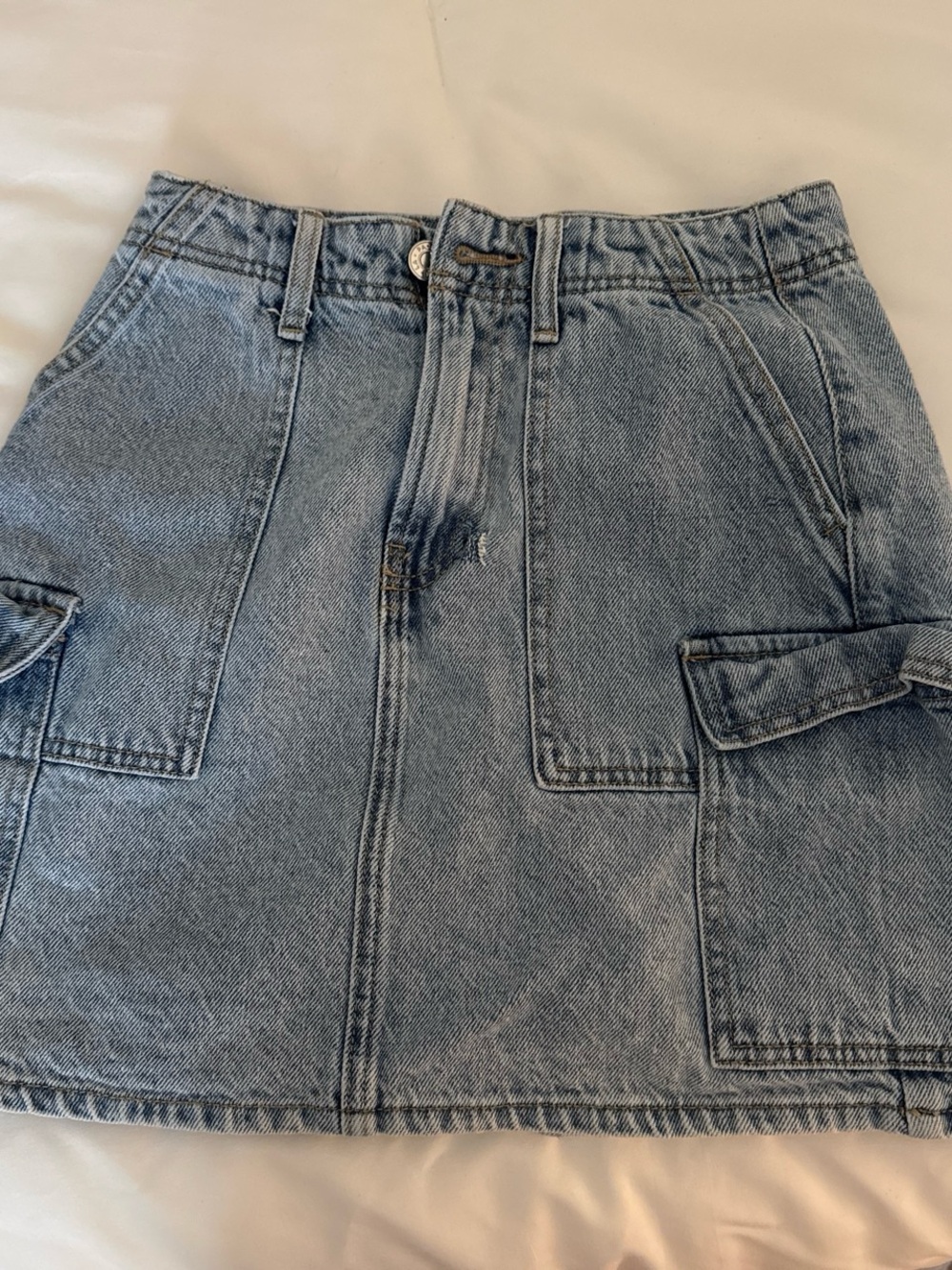 PacSun Light Blue Denim Utility Mini Skirt